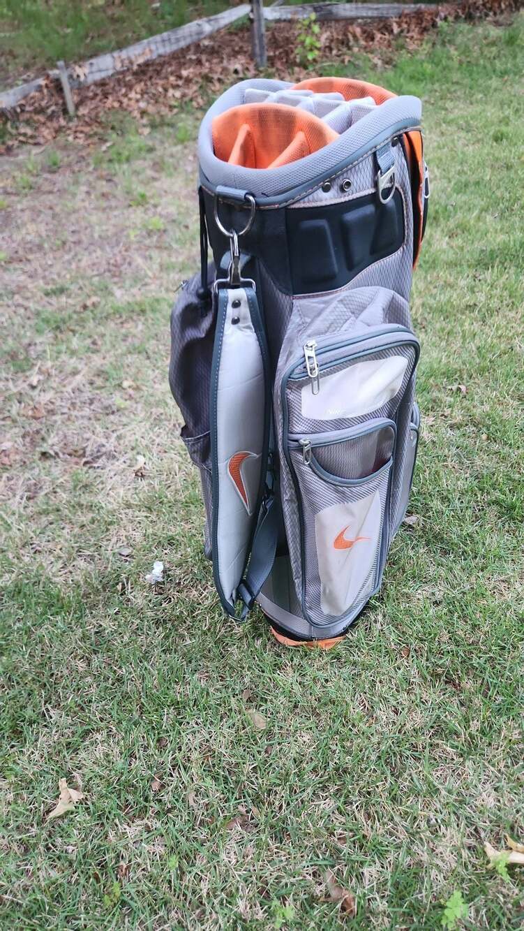 Nike Performance Cart Golf Bag Grey and Orange - Picture 3 of 6